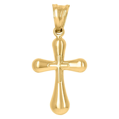 10k Yellow & White Gold Unisex Adult Polished Cross Religious Charm 1gms Pendant - Elite Jewelers - Charms & Pendants