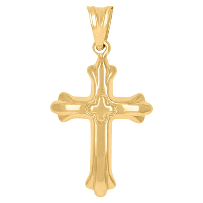 10k Yellow & White Gold Unisex Diamond Cut Cross Religious Charm 1.2gms Pendant - Elite Jewelers - Charms & Pendants