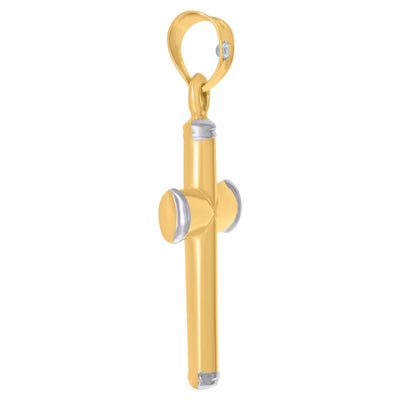 10k Yellow & White Gold Unisex Polished Cross Religious Charm Pendant 1.3gms - Elite Jewelers - Charms & Pendants