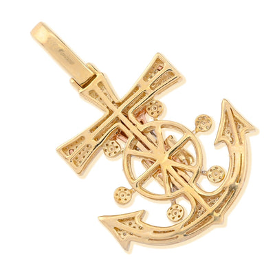 10k Yellow/Rose Gold 7.4gms 0.65 CTW Diamond Jesus Anchor Cross Crucifix Pendant - Elite Jewelers - Charms & Pendants