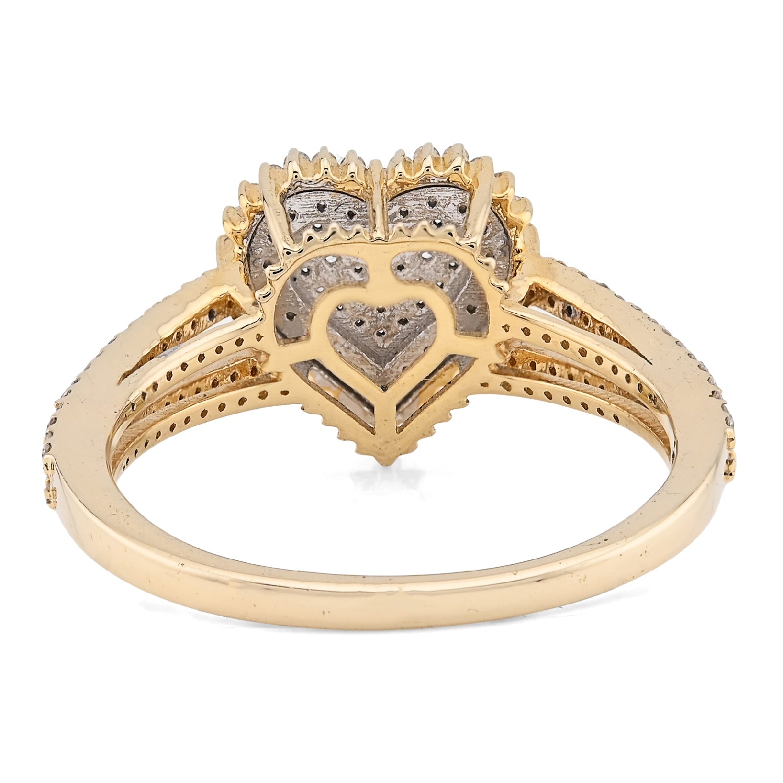 10K Yellow/White Gold 0.35CT Natural Diamond Dual Heart Women Ring - Elite Jewelers - Rings