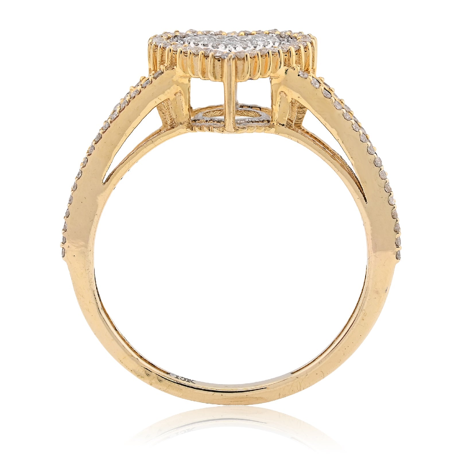 10K Yellow/White Gold 0.35CT Natural Diamond Dual Heart Women Ring - Elite Jewelers - Rings
