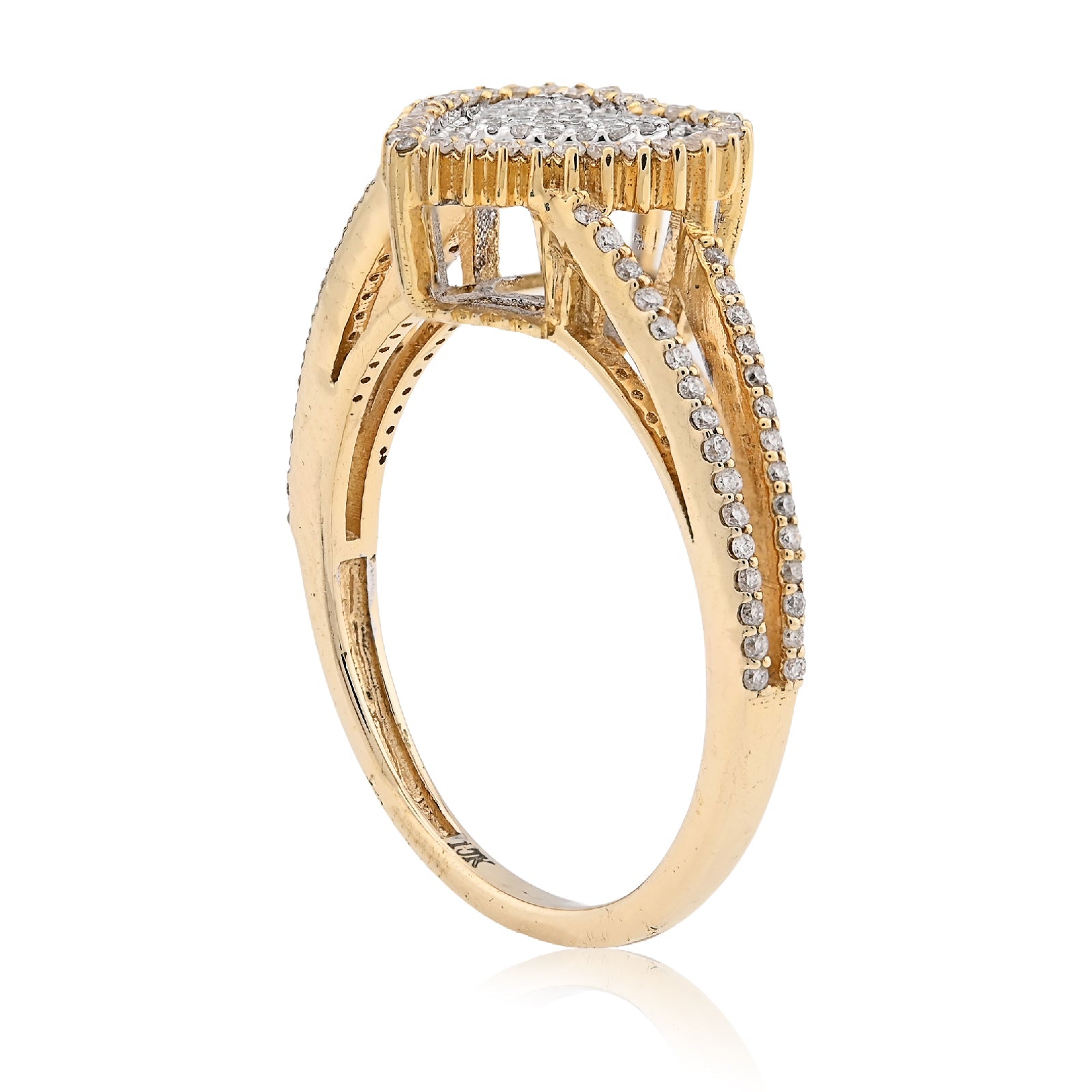 10K Yellow/White Gold 0.35CT Natural Diamond Dual Heart Women Ring - Elite Jewelers - Rings