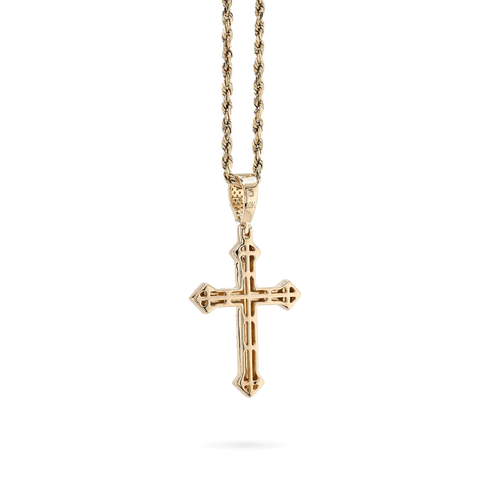 10k Yellow/White Gold 0.69CTW Natural Diamond Iced Out Cross Pendant 5.9g Charm - Elite Jewelers - Charms & Pendants