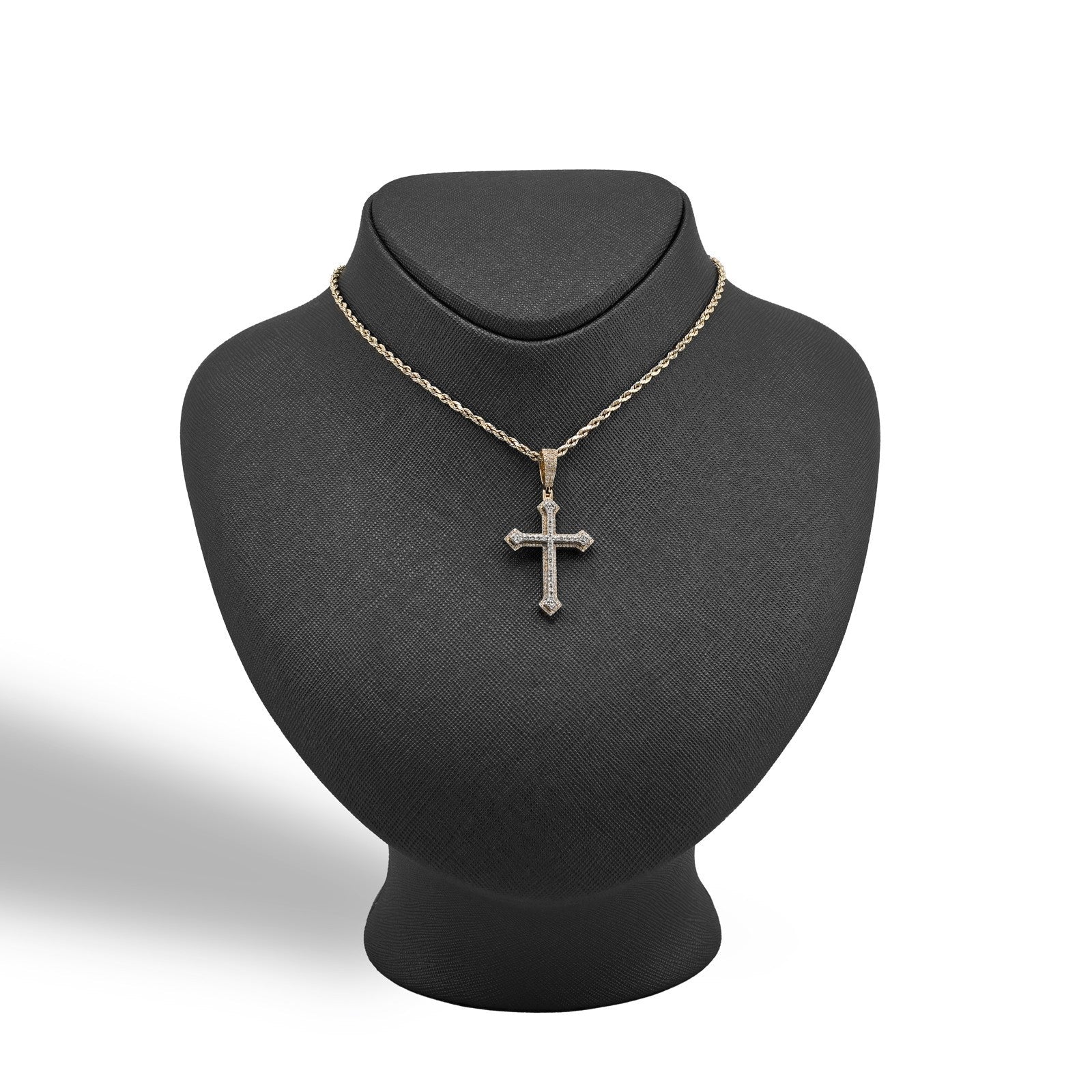 10k Yellow/White Gold 0.69CTW Natural Diamond Iced Out Cross Pendant 5.9g Charm - Elite Jewelers - Charms & Pendants
