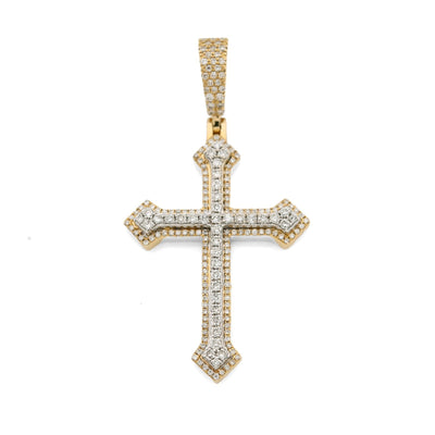 10k Yellow/White Gold 0.69CTW Natural Diamond Iced Out Cross Pendant 5.9g Charm - Elite Jewelers - Charms & Pendants