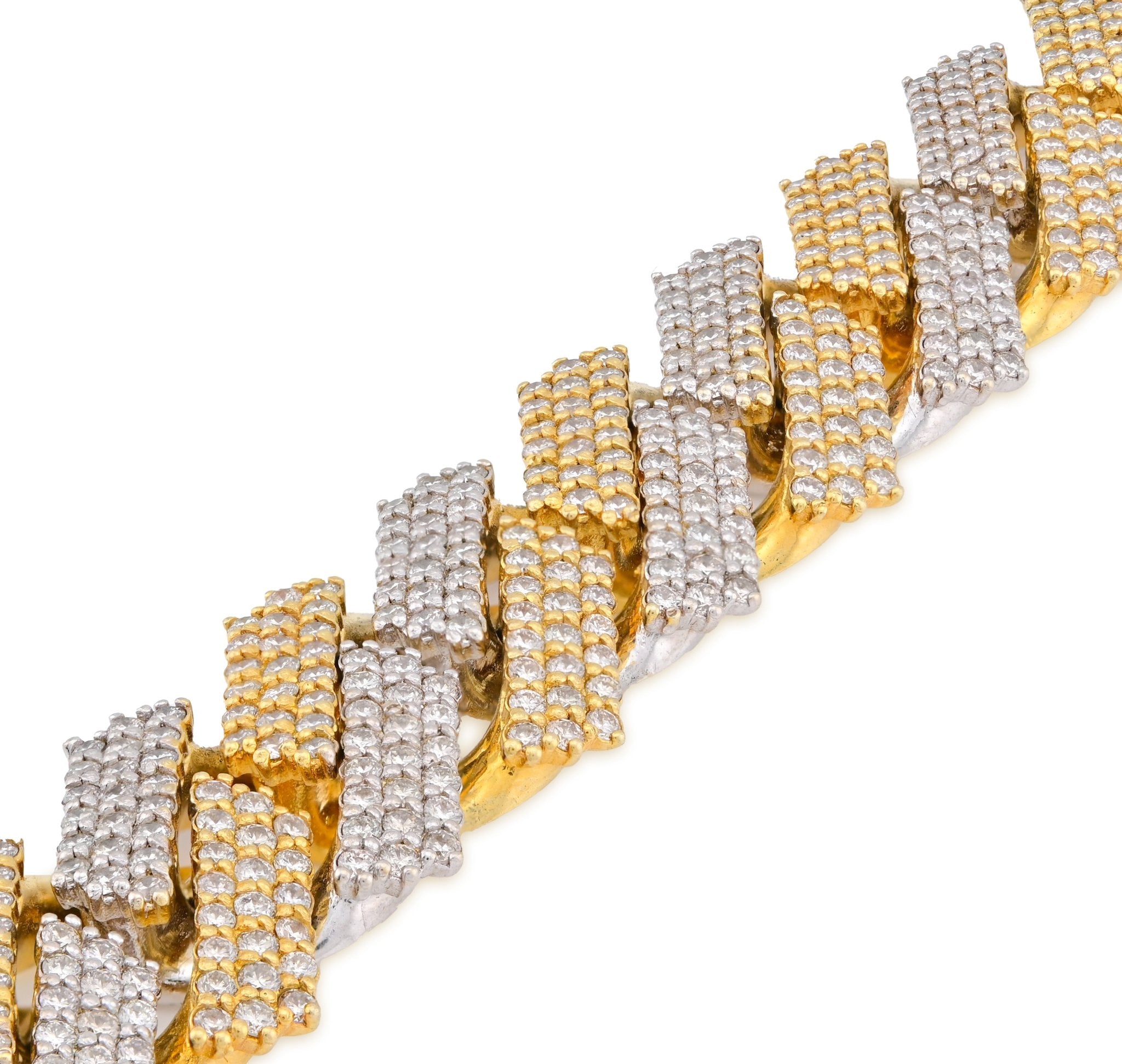 10K Yellow/White Gold 2 Tone 13.99CT Natural Diamond 8.25" 15.2MM Cuban Link 82.6G Men Bracelet - Elite Jewelers - Bracelets
