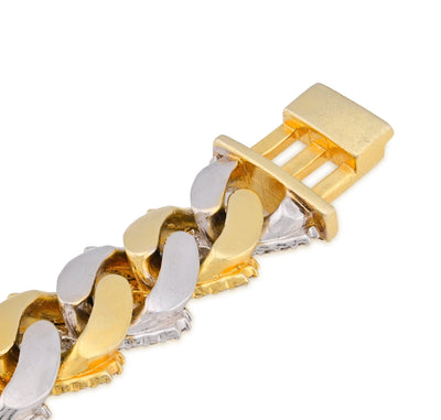 10K Yellow/White Gold 2 Tone 13.99CT Natural Diamond 8.25" 15.2MM Cuban Link 82.6G Men Bracelet - Elite Jewelers - Bracelets