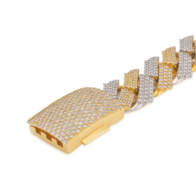 10K Yellow/White Gold 2 Tone 13.99CT Natural Diamond 8.25" 15.2MM Cuban Link 82.6G Men Bracelet - Elite Jewelers - Bracelets