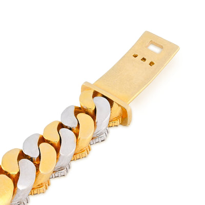 10K Yellow/White Gold 2 Tone 18CT Natural Diamond Snake Cuban Link 8" Men Bracelet 172.5g 16MM - Elite Jewelers - Bracelets
