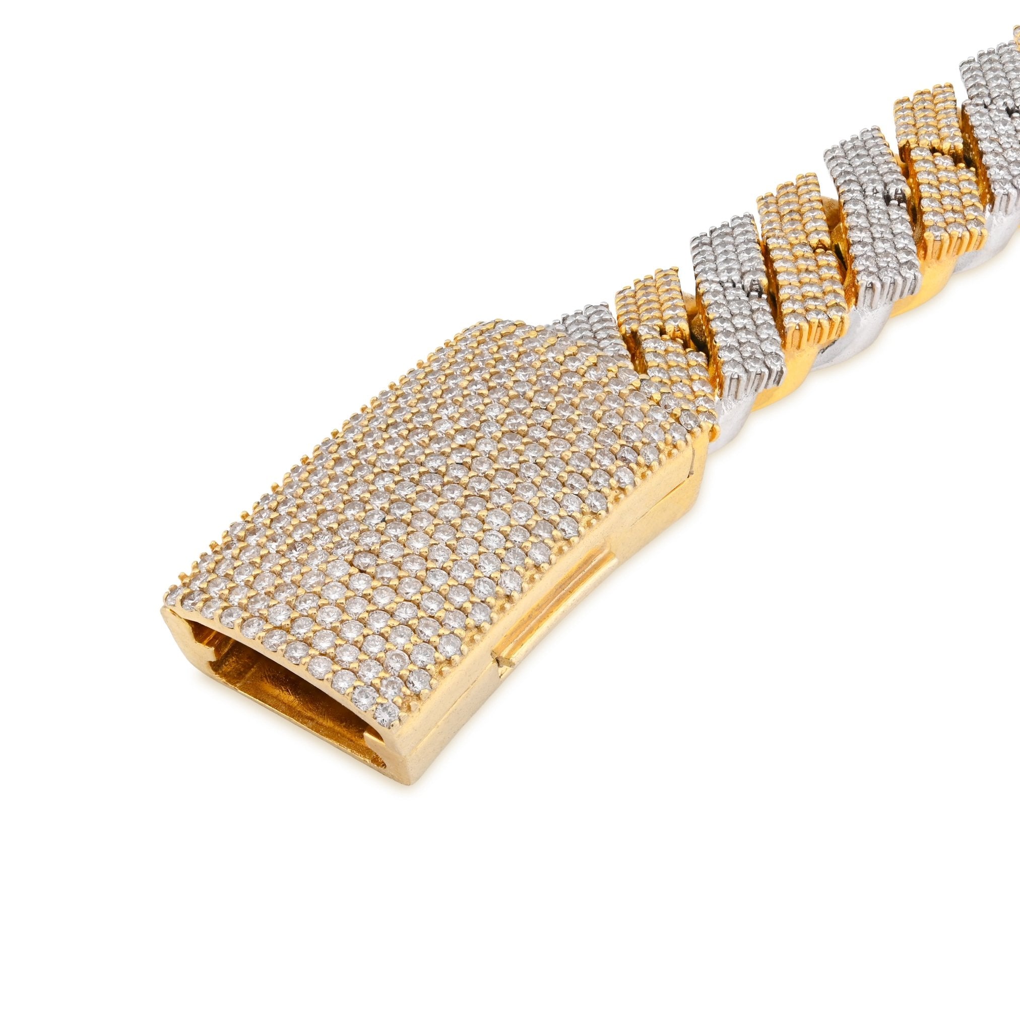 10K Yellow/White Gold 2 Tone 18CT Natural Diamond Snake Cuban Link 8" Men Bracelet 172.5g 16MM - Elite Jewelers - Bracelets