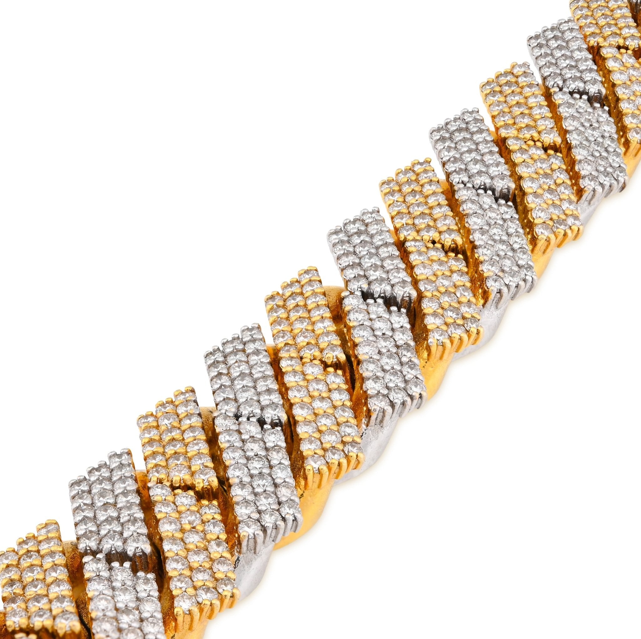 10K Yellow/White Gold 2 Tone 18CT Natural Diamond Snake Cuban Link 8" Men Bracelet 172.5g 16MM - Elite Jewelers - Bracelets