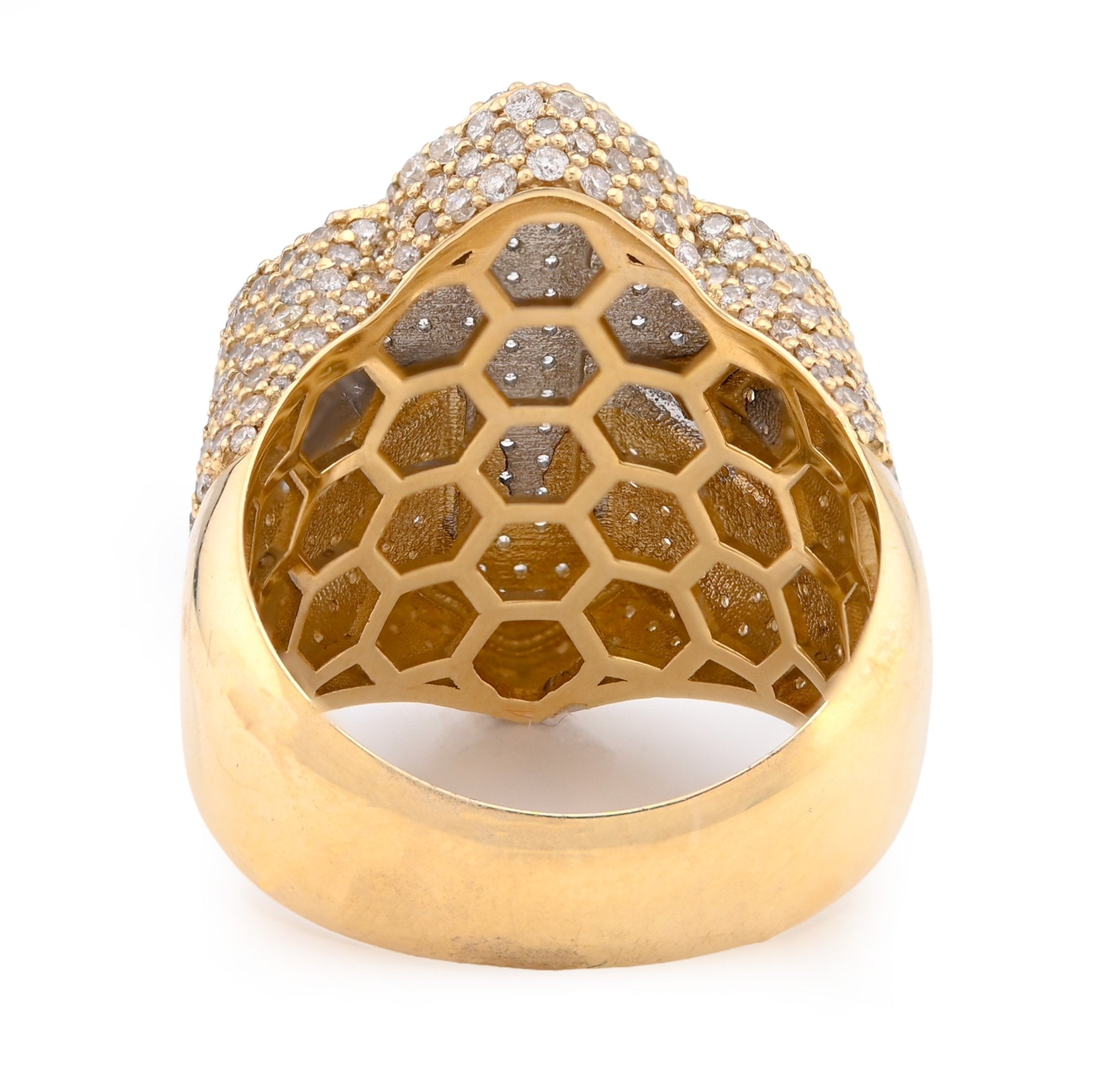 10K Yellow/White Gold 3.50CT Natural Diamond Cross Shape Men Pinky Ring - Elite Jewelers - Rings