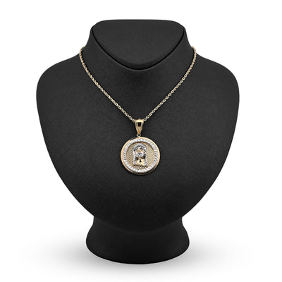 10k Yellow/White Gold Jesus Head Diamond Cut Round Pendant 5.2g Religious Charm - Elite Jewelers - Charms & Pendants