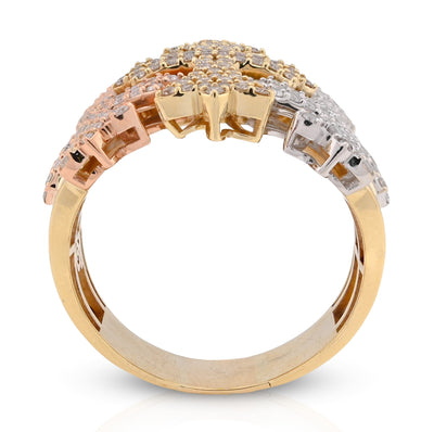 10K Yellow/White/Rose Three Cross 2.5CT Natural Diamond 2.5CT Natural Diamond Men Pinky Ring - Elite Jewelers - Rings