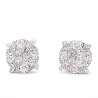 10K Yelow Gold 1.52CT Natural Diamond 4-Diamond Centre Halo Natural Diamond Men Women Earrings - Elite Jewelers-Earrings