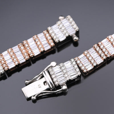 10KT Gold Tri - Color 18 CTW Natural Diamond Baguette Chain 23" Necklace - Elite Jewelers - Necklaces & Chains