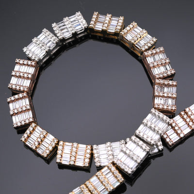 10KT Gold Tri - Color 18 CTW Natural Diamond Baguette Chain 23" Necklace - Elite Jewelers - Necklaces & Chains