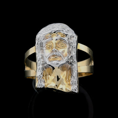 10kt Pure Solid Yellow Gold Jesus Head Ring Men Women 2 Tone Religious Ring 2.6g - Elite Jewelers - Rings