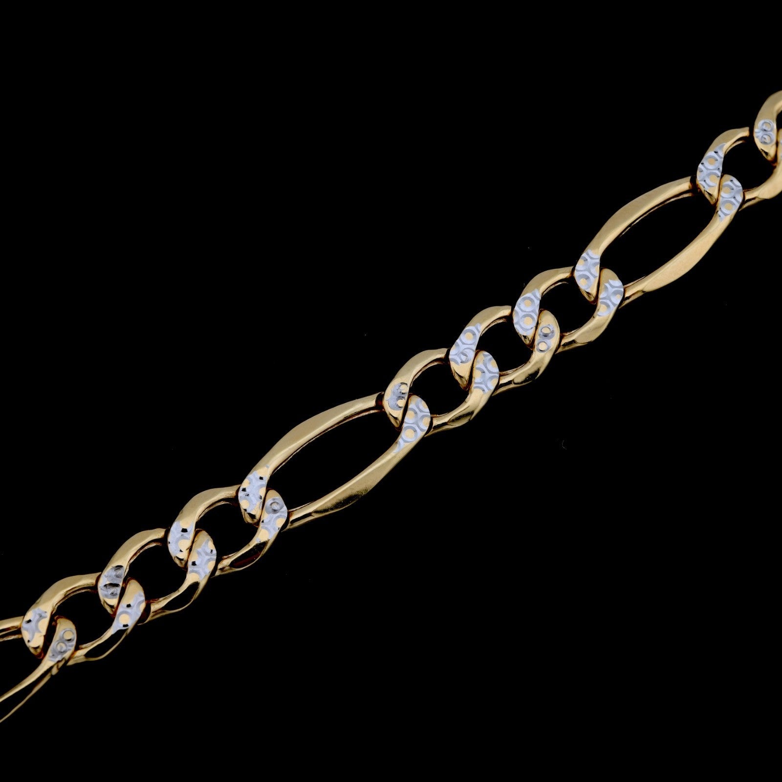 10kt Pure Yellow Gold 7mm Figaro Link Bracelet 8'' Diamond Cut Men Women 5.5g - Elite Jewelers - Bracelets