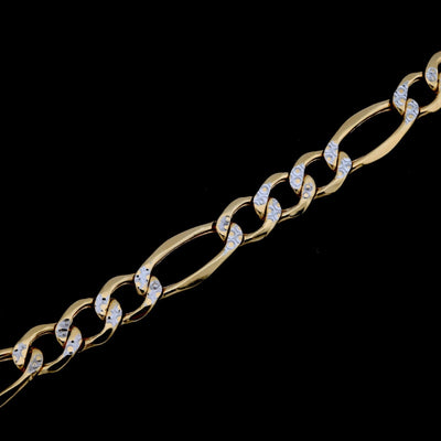 10kt Pure Yellow Gold 7mm Figaro Link Bracelet 8'' Diamond Cut Men Women 5.5g - Elite Jewelers - Bracelets