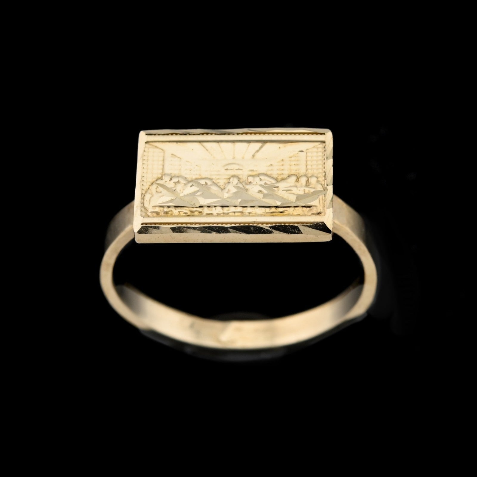 10kt Solid Yellow Gold Last Supper Rectangular Ring Men Religious Ring 2.2g - Elite Jewelers - Rings