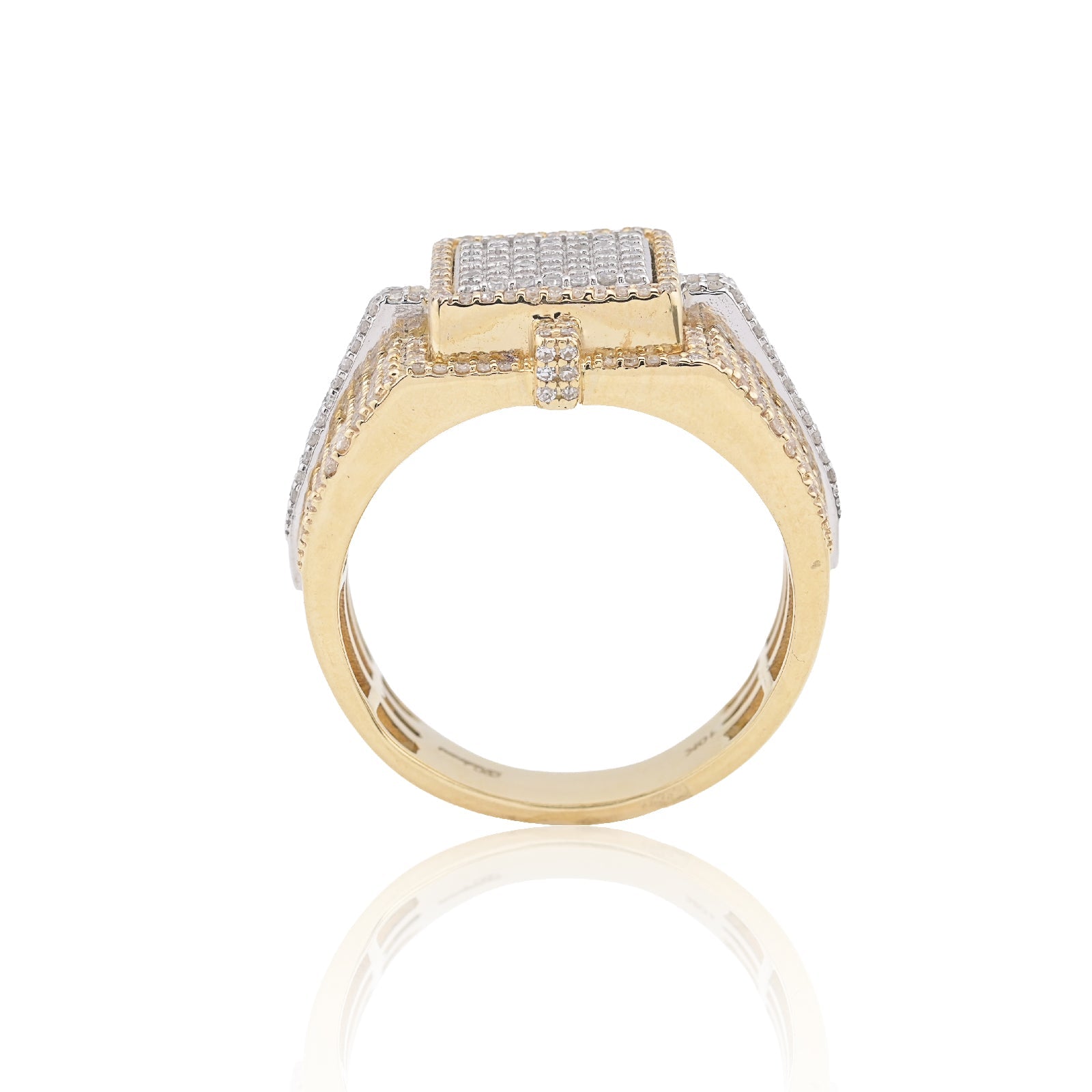 10KT Yellow Gold 1.05CT Natural Diamond Square Shape 2 Tone Men Ring - Elite Jewelers - Rings