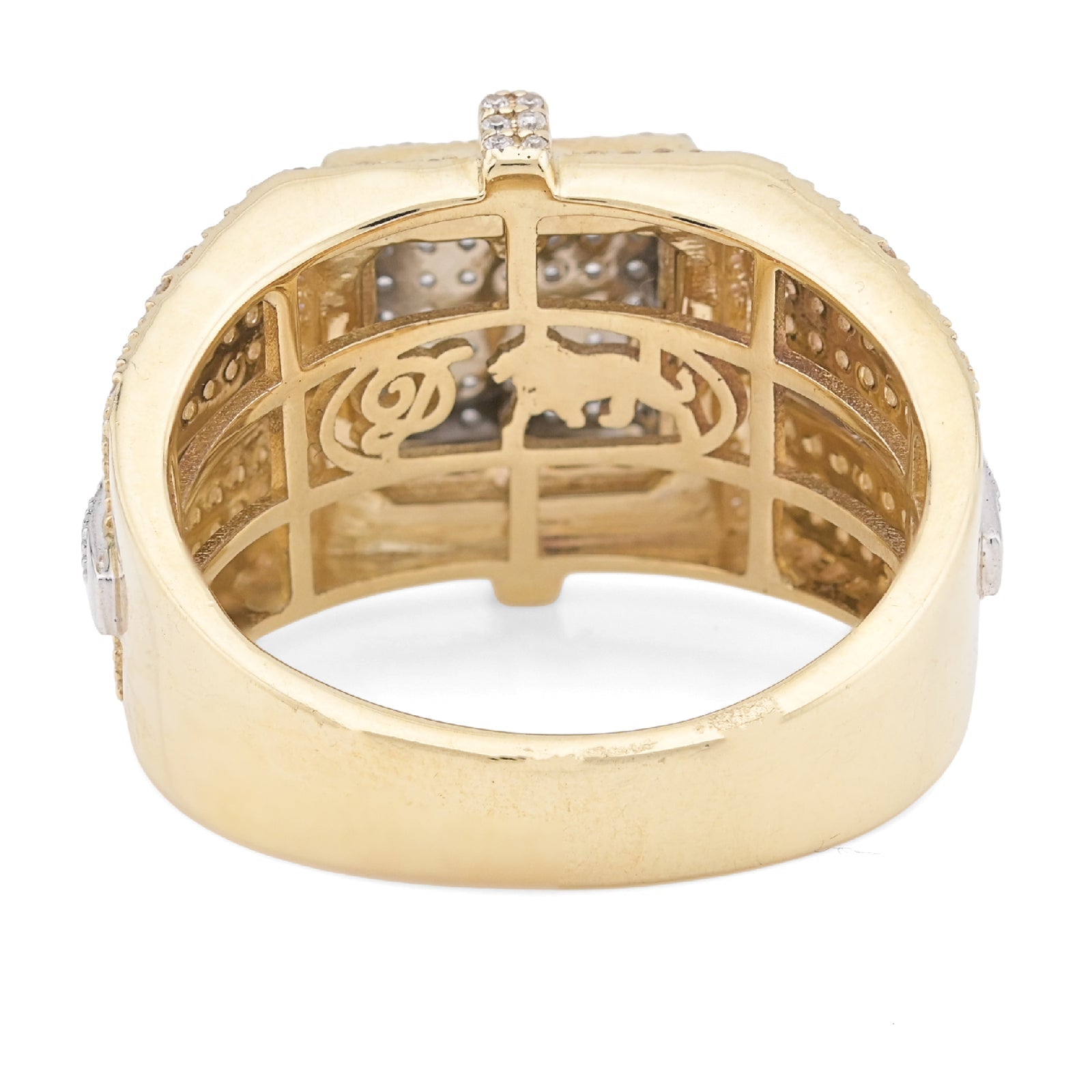 10KT Yellow Gold 1.05CT Natural Diamond Square Shape 2 Tone Men Ring - Elite Jewelers - Rings