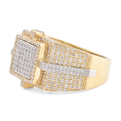 10KT Yellow Gold 1.05CT Natural Diamond Square Shape 2 Tone Men Ring - Elite Jewelers - Rings