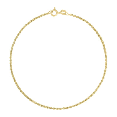 10kt Yellow Gold 1.5mm Rope Chain Necklace with Diamond Cuts 20 Inch - Elite Jewelers - Necklaces & Chains