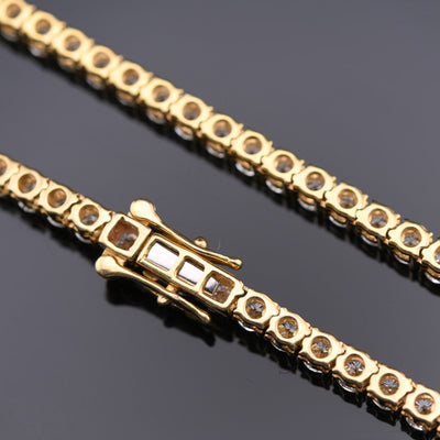 10KT Yellow Gold 17CTW Lab Created Diamond 22'' Tennis Chain 3MM - Elite Jewelers - Necklaces & Chains