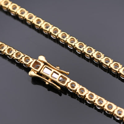 10KT Yellow Gold 17CTW Lab Created Diamond 22'' Tennis Chain 3MM - Elite Jewelers - Necklaces & Chains