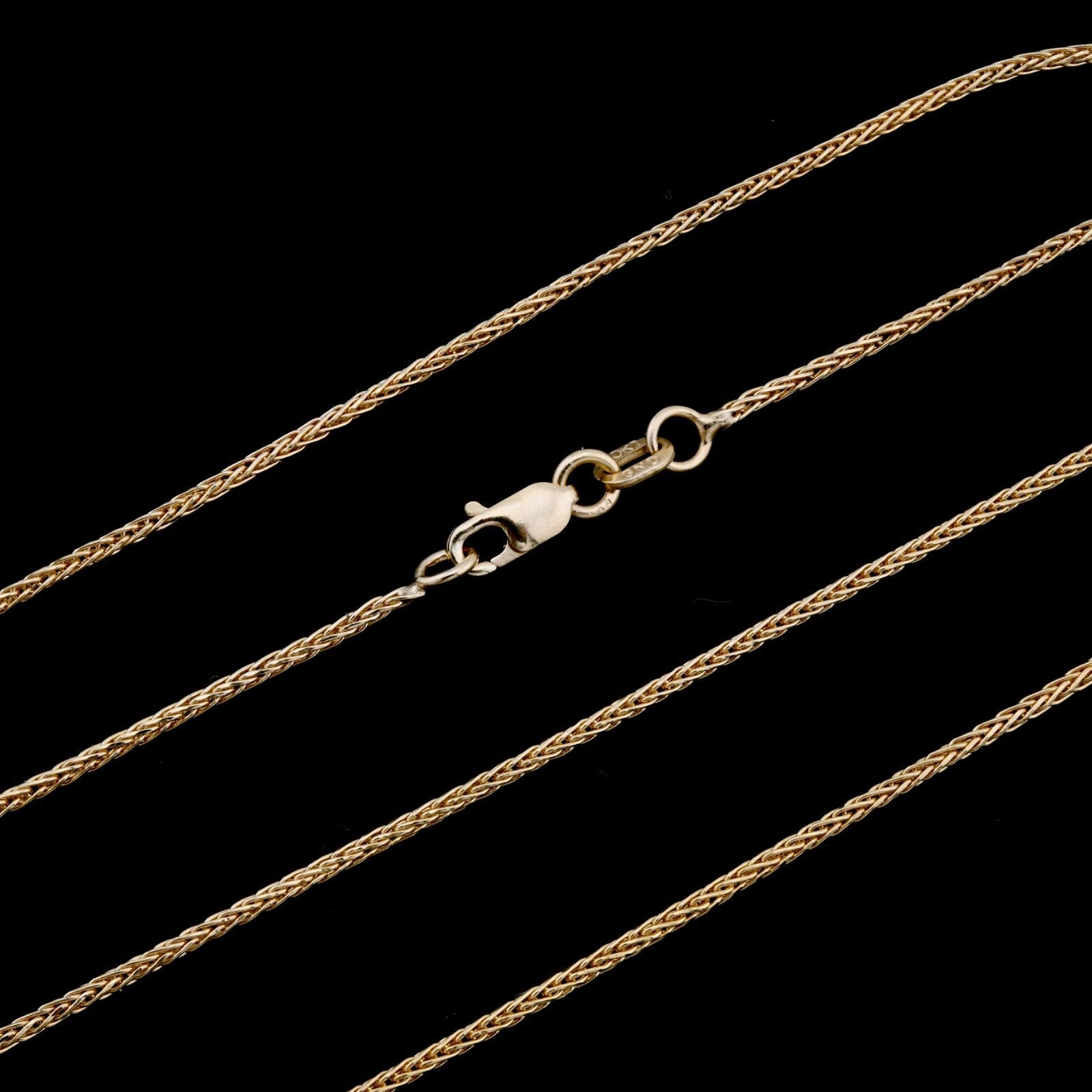 10kt Yellow Gold 1mm Solid Franco Chain Women Men Wheat Spiga Necklace 22" 2.6g - Elite Jewelers - Necklaces & Chains