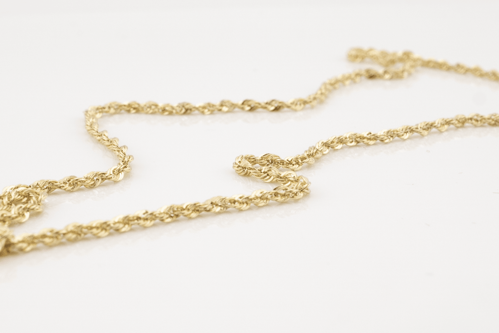 10kt Yellow Gold 2mm Rope Chain Necklace 20 Inches with Diamond Cuts approx 1.7g - Elite Jewelers - Necklaces & Chains