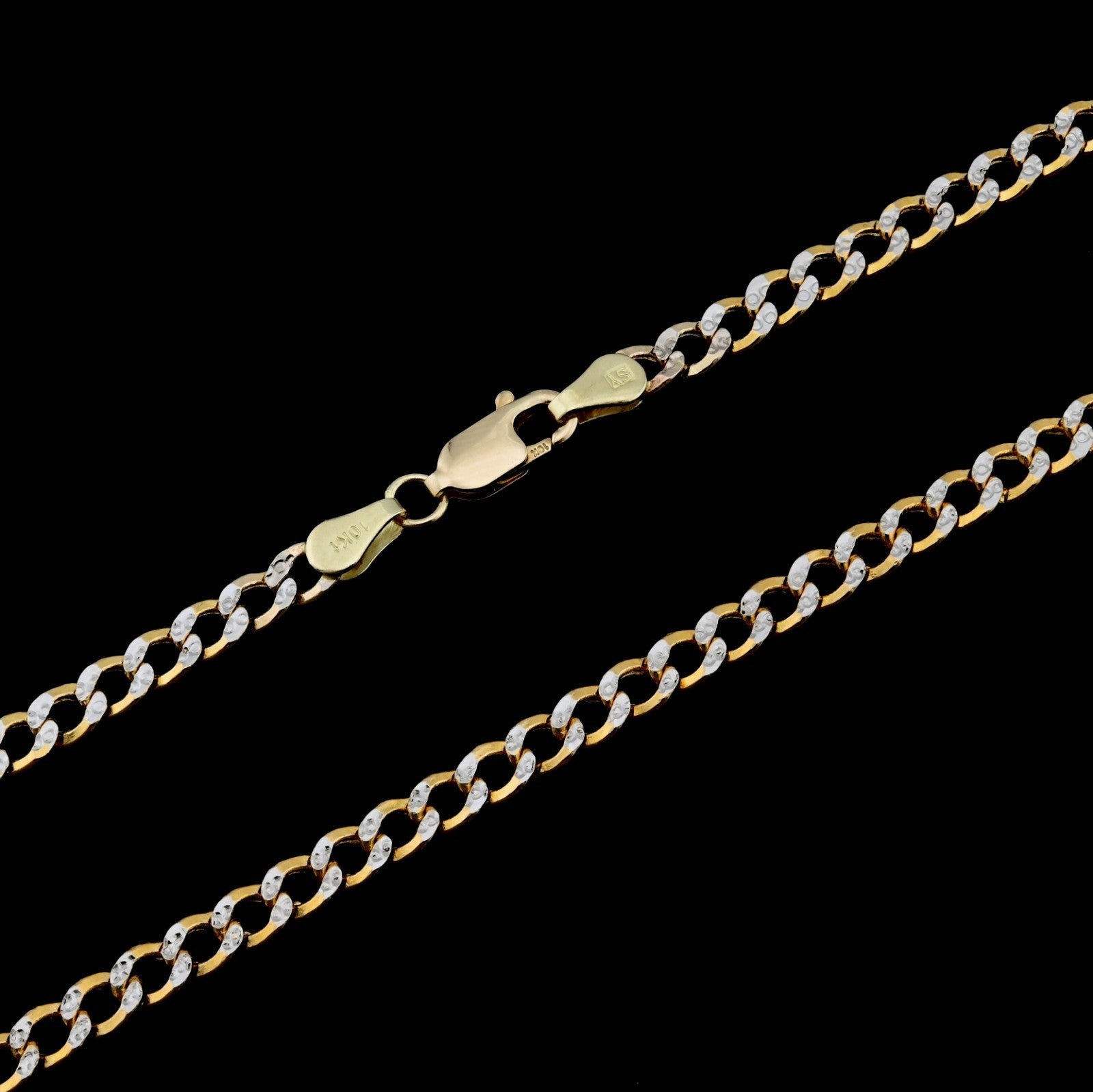 10kt Yellow Gold 4mm Curb Cuban Chain Women Men Necklace 20" Diamond Cuts 4.5g - Elite Jewelers - Necklaces & Chains