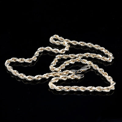 10kt Yellow Gold 4mm Rope Chain Men Women Necklace 20" Diamond Cuts apprx 7.3g - Elite Jewelers - Necklaces & Chains