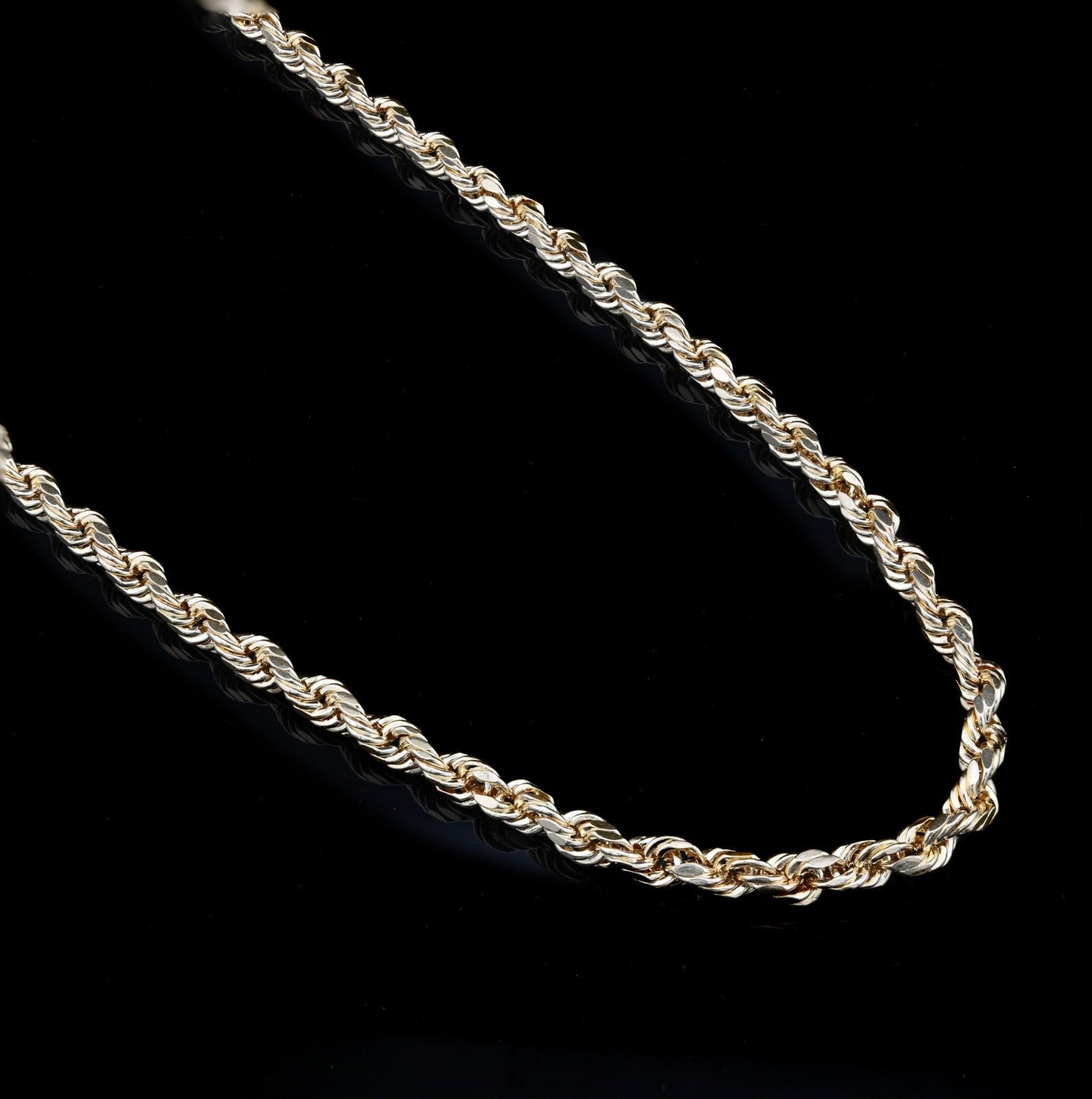 10kt Yellow Gold 4mm Rope Chain Men Women Necklace 20" Diamond Cuts apprx 7.3g - Elite Jewelers - Necklaces & Chains