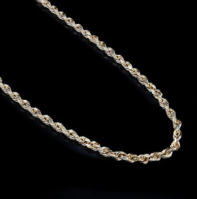 10kt Yellow Gold 4mm Rope Chain Men Women Necklace 20" Diamond Cuts apprx 7.3g - Elite Jewelers - Necklaces & Chains