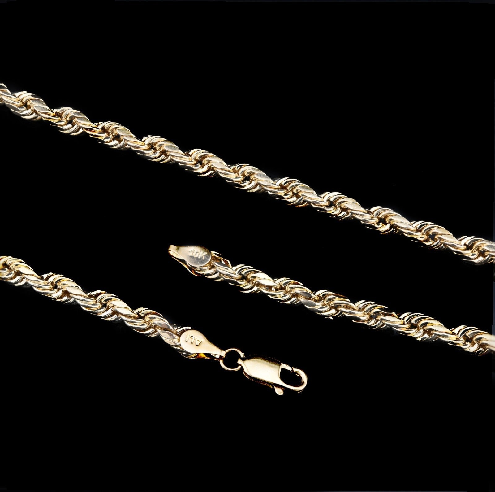 10kt Yellow Gold 4mm Rope Chain Men Women Necklace 20" Diamond Cuts apprx 7.3g - Elite Jewelers - Necklaces & Chains