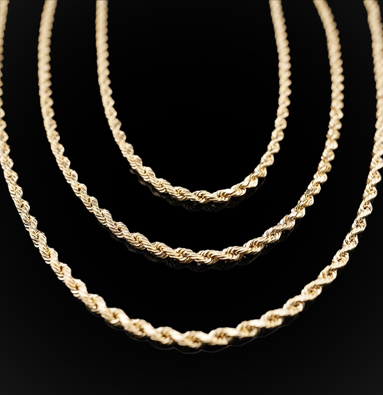 10KT Yellow Gold 4MM Rope Chain Men/Women Necklace 18 - 22 IN - Elite Jewelers - Necklaces & Chains