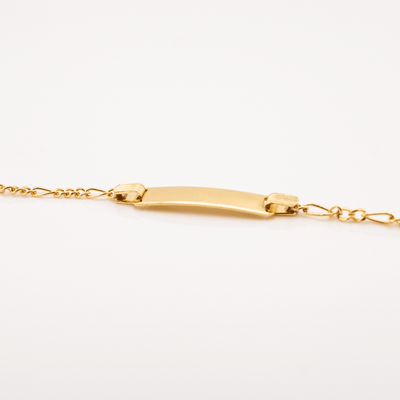 10kt Yellow Gold Figaro Baby Bracelet Ã¢â‚¬â€œ 5.5'' Length, 5mm Engravable ID - Elite Jewelers - Bracelets
