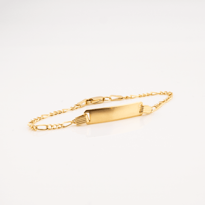 10kt Yellow Gold Figaro Baby Bracelet Ã¢â‚¬â€œ 5.5'' Length, 5mm Engravable ID - Elite Jewelers - Bracelets