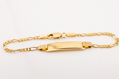 10kt Yellow Gold Figaro Baby Bracelet Ã¢â‚¬â€œ 5.5'' Length, 5mm Engravable ID - Elite Jewelers - Bracelets