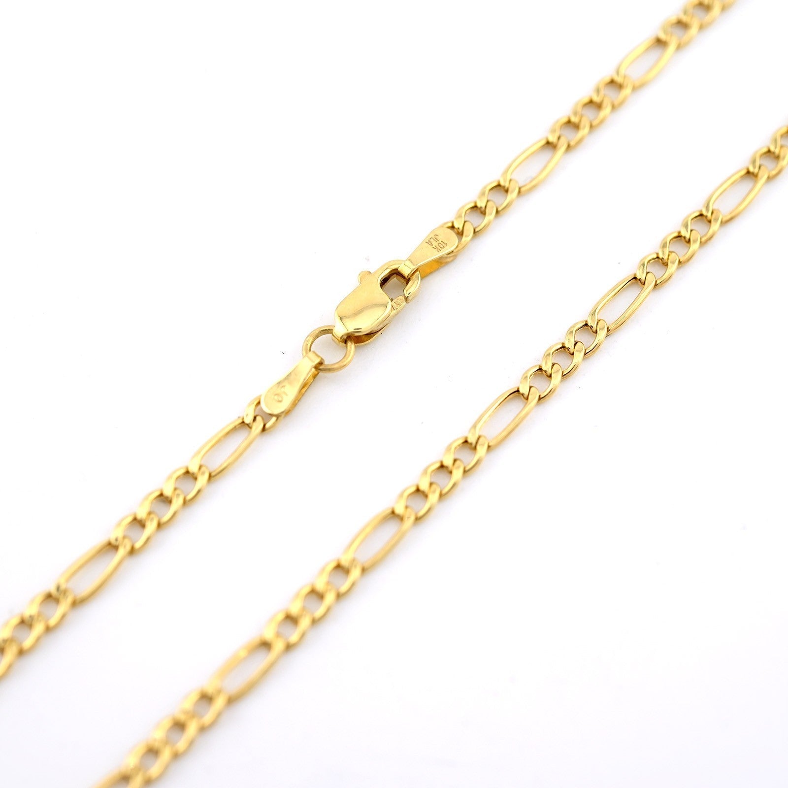 10kt Yellow Gold Figaro Link Bracelet 8'' Chain 2mm Women Men Necklace 1.2 g - Elite Jewelers - Bracelets