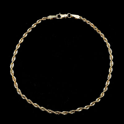 10kt Yellow Gold Rope Bracelet 4mm Chain Diamond Cut 8'' Women Men approx 2.8g - Elite Jewelers - Necklaces & Chains
