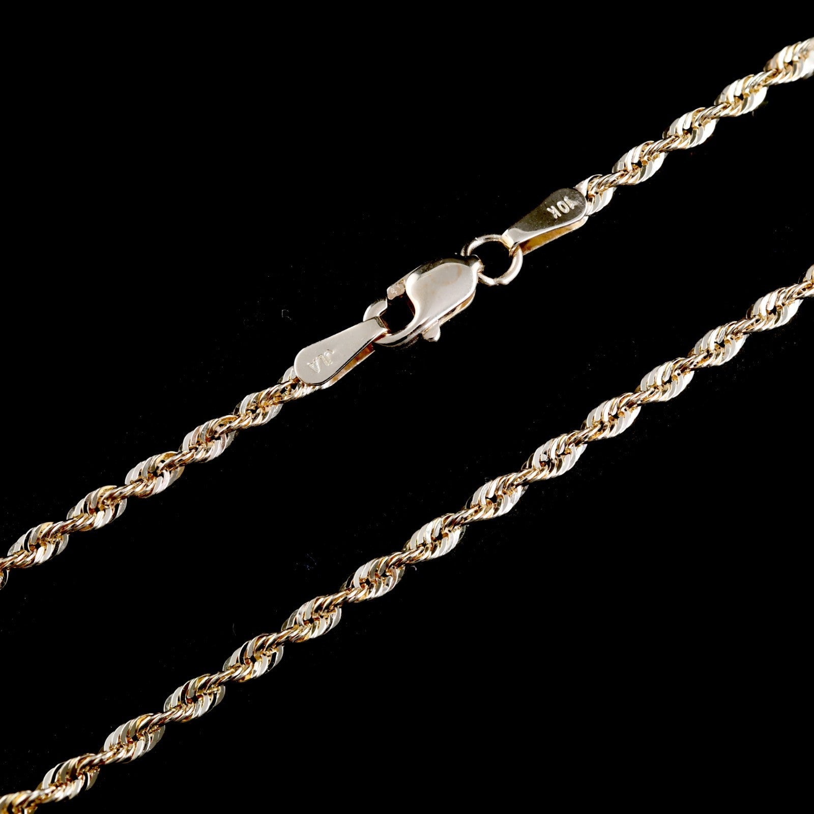 10kt Yellow Gold Rope Bracelet 4mm Chain Diamond Cut 8'' Women Men approx 2.8g - Elite Jewelers - Necklaces & Chains