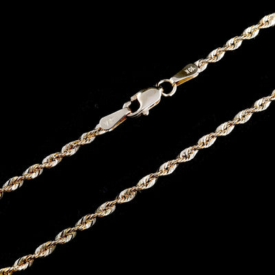 10kt Yellow Gold Rope Bracelet 4mm Chain Diamond Cut 8'' Women Men approx 2.8g - Elite Jewelers - Necklaces & Chains