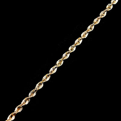 10kt Yellow Gold Rope Bracelet 4mm Chain Diamond Cut 8'' Women Men approx 2.8g - Elite Jewelers - Necklaces & Chains