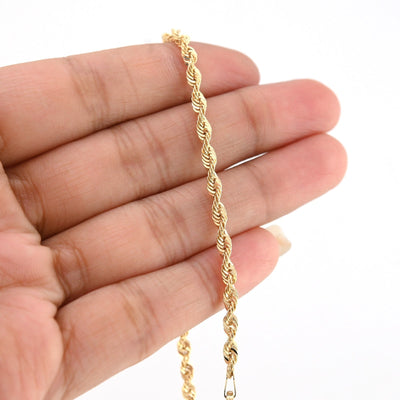 10kt Yellow Gold Rope Bracelet 8'' Chain 3mm Women Men Necklace 2g - Elite Jewelers - Bracelets