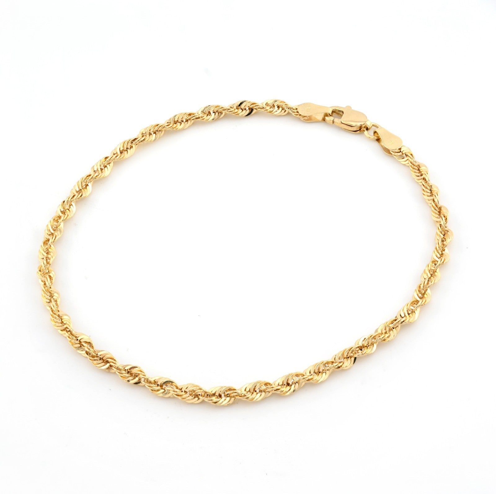 10kt Yellow Gold Rope Bracelet 8'' Chain 3mm Women Men Necklace 2g - Elite Jewelers - Bracelets